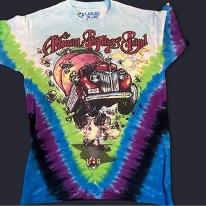 Liquid Blue Psychedelic Band Tee with Car Graphic